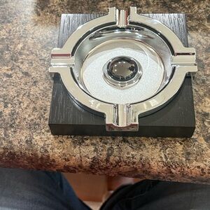 #76 Visol Silver and Black Ashtray.